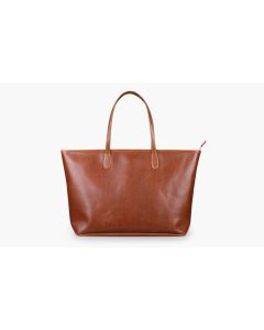 St. Anne Zippered Tote - British Tan Florentine Leather