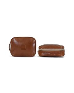 Cosmetic Kit - British Tan Florentine Leather