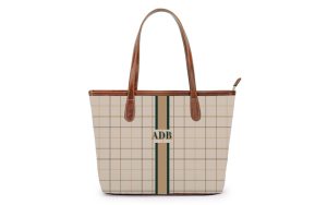 Sutton Zippered Small Tote - Monogram Stripe