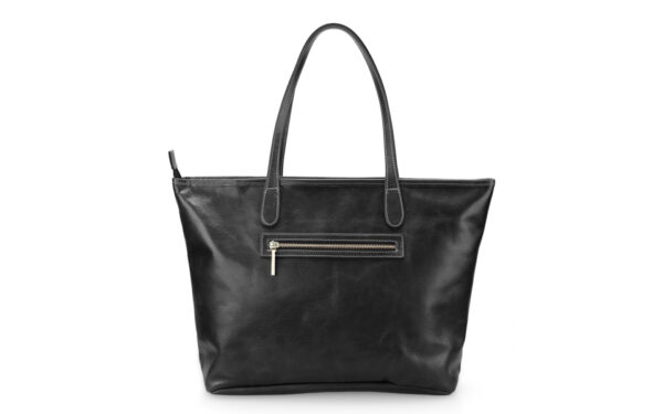 Savannah Zippered Tote - Black Florentine Leather