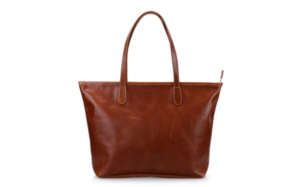 Savannah Zippered Tote - British Tan Florentine Leather