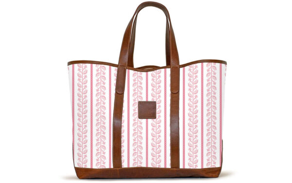 St. Charles Yacht Tote - Fenwick Fields - Leather Patch