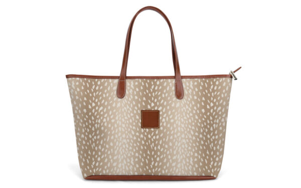 St. Anne Zippered Tote Leather Patch - Stone Fawn